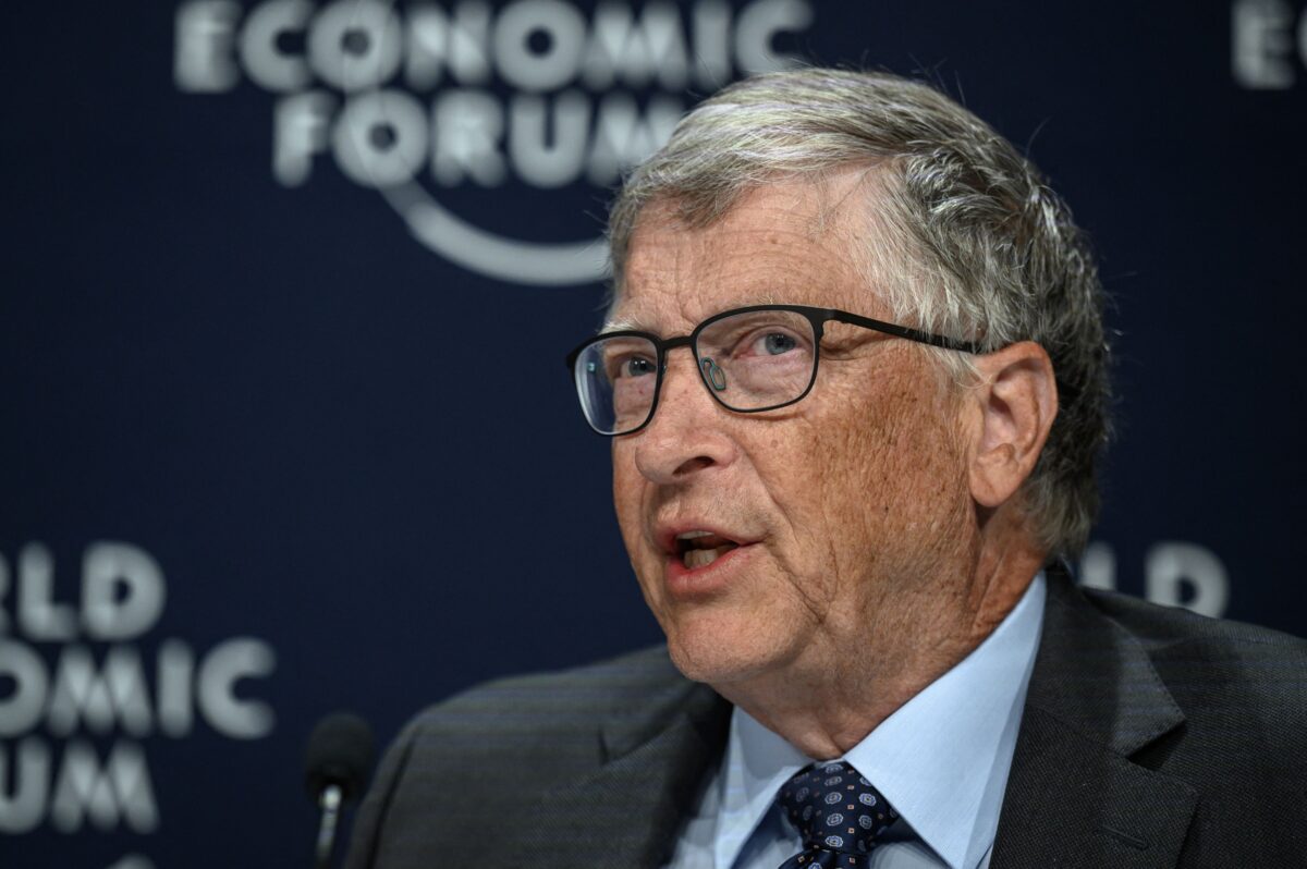 Bill Gates attends a press conference on the sidelines of the World Economic Forum’s annual meeting in Davos, Switzerland, on May 25, 2022. (Fabrice Coffrini/AFP via Getty Images)