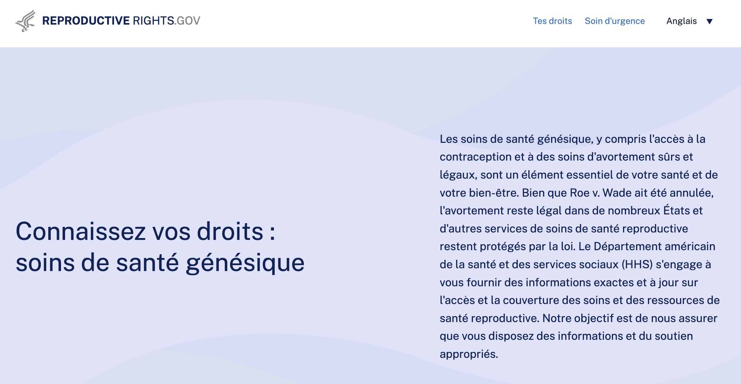 Connaissez vos droits: soins de santé génésique<br /><br />Les soins de santé génésique, y compris l'accès à la contraception et à des soins d'avortement sûrs et légaux, sont un élément essentiel de votre santé et de votre bien-être.