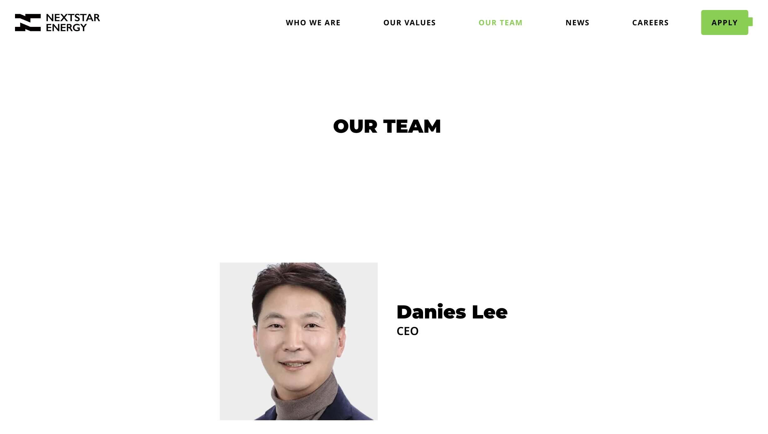 Danies HS Lee<br /><br />https://nextstar-energy.com/index.php/our-team/<br /><br />https://www.linkedin.com/in/danies-hs-lee-430988b1/
