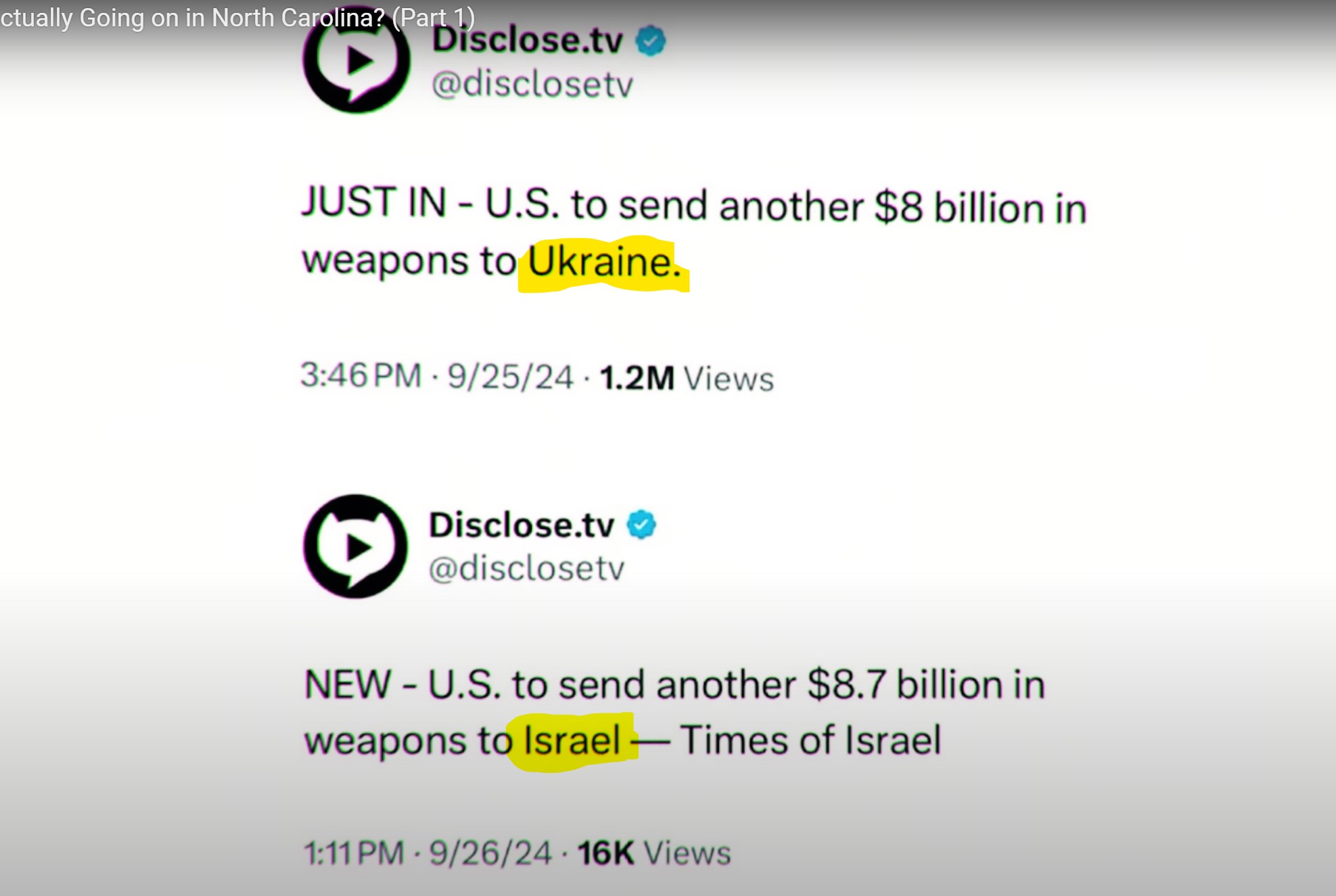 Ukraine: https://x.com/disclosetv/status/1839028725796503861<br /><br />Israël: https://x.com/disclosetv/status/1839352147298947382