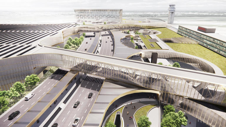Une maquette des améliorations prévues aux installations de l'aéroport Montréal-Trudeau. LA PRESSE CANADIENNE/Courtoisie: STGM + Jodoin Lamarre Pratte en consortium, en collaboration avec Saucier + Perrotte architectes (Crédit obligatoire) © La Presse Canadienne