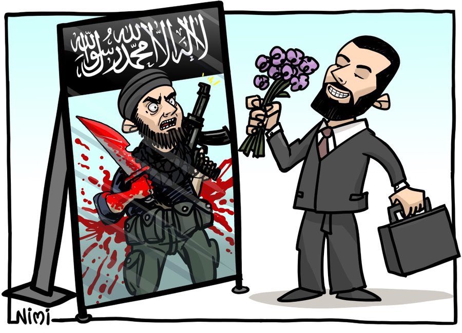Abu Mohammad al-Julani (politicien islamiste Sunni de Syrie) qui se pointe à New York en charmeur pour mieux faire oublier son passé (récent) de terreur, comme lorsqu'il était dans al-Qaeda [en 2003], en Irak.<br /><br />https://en.wikipedia.org/wiki/Ahmed_al-Sharaa<br /><br />Lorsqu'il descend de son avion de luxe, ici:<br /><br />https://x.com/Charles_Lister/status/1969890416909799802<br /><br />Source: https://x.com/D_abdulkader/status/1970136534507815175