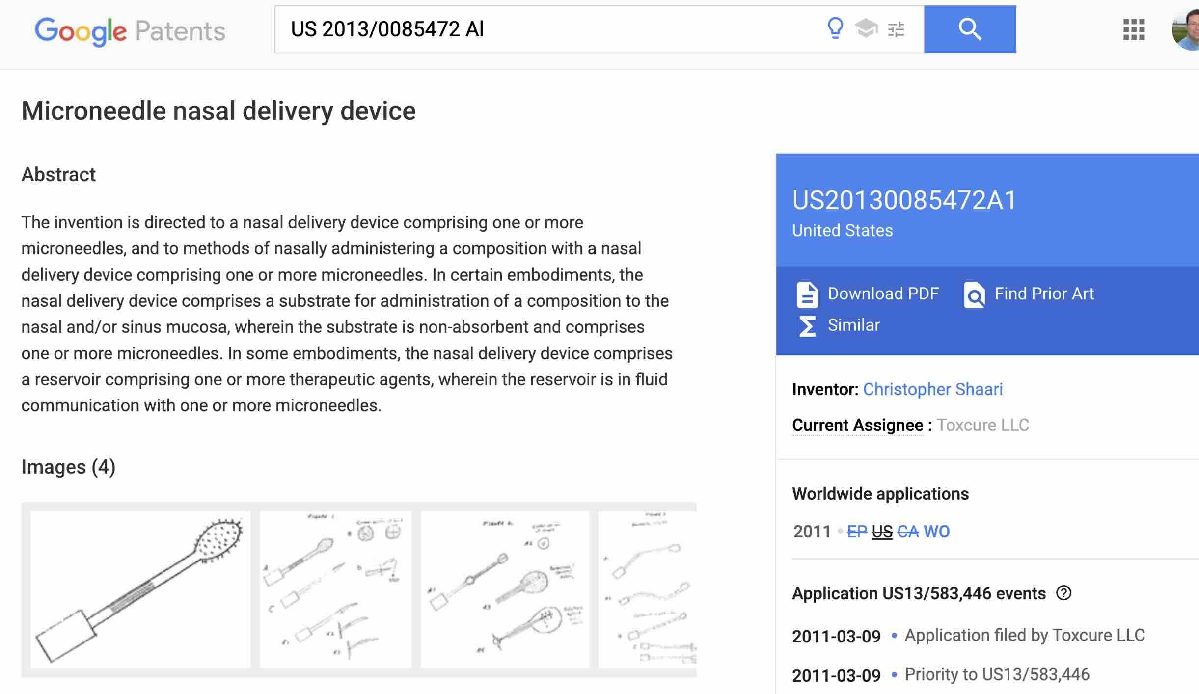 Source: https://patents.google.com/patent/US20130085472A1/en?oq=US+2013%2f0085472+Al