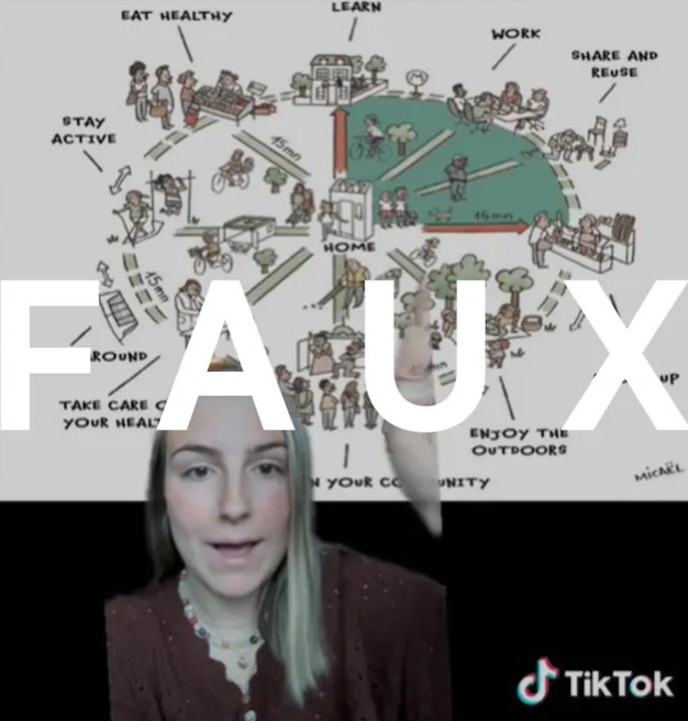 Cette vidéo d'une Québécoise qui présente les villes 15 minutes comme des « prisons invisibles » a été vue plus de 330 000 fois sur TikTok. -- Photo: Capture d'écran