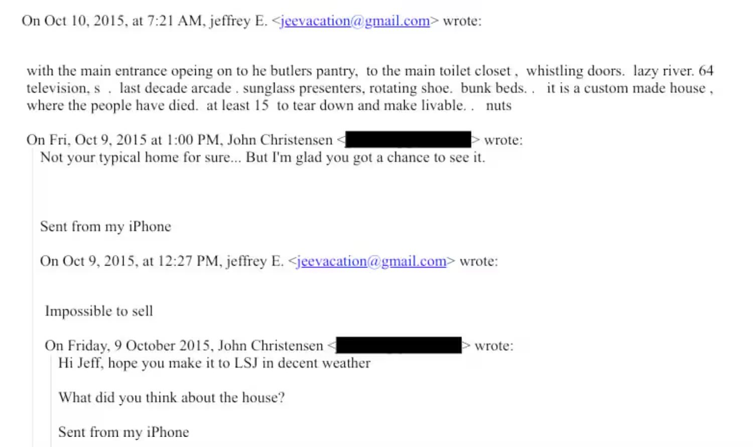Échange entre un gestionnaire de Céline Dion et Jeffrey Epstein au sujet du domaine de Jupiter Island. DOJ