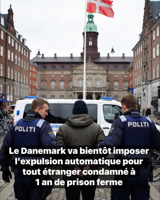 Le Danemark durcit sa politique migratoire avec l'adoption d'une mesure controversée, prévoyant expulsion quasi-automatique des étrangers condamnés à une peine de prison ferme d'au moins un an.<br /><br />L'objectif de la Première ministre danoise est clair: ériger l'expulsion en norme plutôt qu'en exception, quitte à réviser l'interprétation actuelle des droits européens.<br /><br />Sous réserve de l'approbation du Parlement, cette mesure devrait entrer en vigueur le 1er mai 2026.<br /><br />Cette décision ravive le débat sur la sécurité, la justice et le respect des droits fondamentaux.<br /><br />Pensez-vous que ce type de mesure est efficace et juste?<br /><br />Source: https://www.facebook.com/permalink.php?story_fbid=pfbid02HHQ2QNT3atrcwaX2PTcbxxfk2XG6qqUA5w2fzCkfyFqd9kHLFeL7icXH5voYTiQUl&amp;id=100063087385660