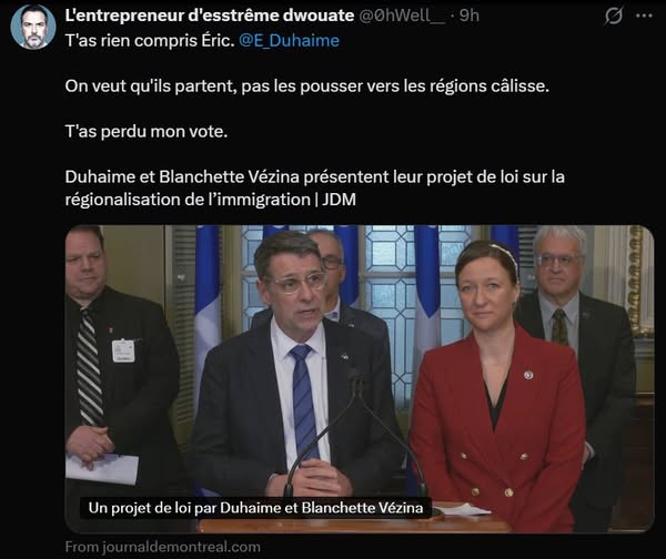 Source: https://www.facebook.com/lucieffaille/posts/pfbid0oncYcvgnS1YAnDGVoLX6qCVJvq9b2Q3nECSCEvzw7WWJVTUJgzBo82dVfD7u7LJbl
