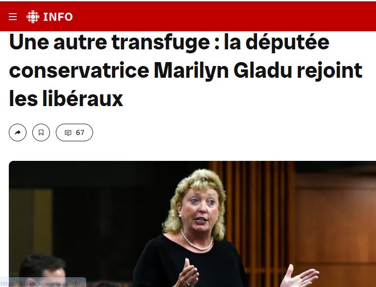 Source: https://ici.radio-canada.ca/nouvelle/2244579/transfuge-deputee-conservatrice-marilyn-gladu-parti-liberal-du-canada-plc