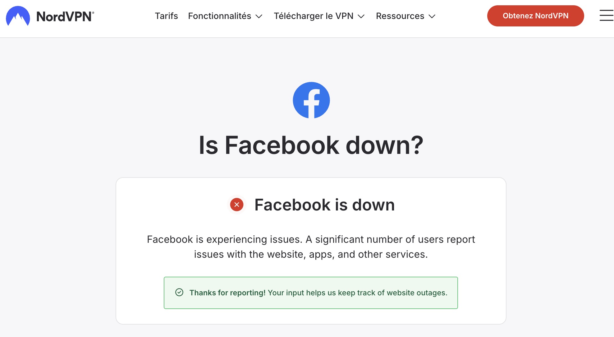 Source: https://nordvpn.com/fr/is-it-down/facebook/