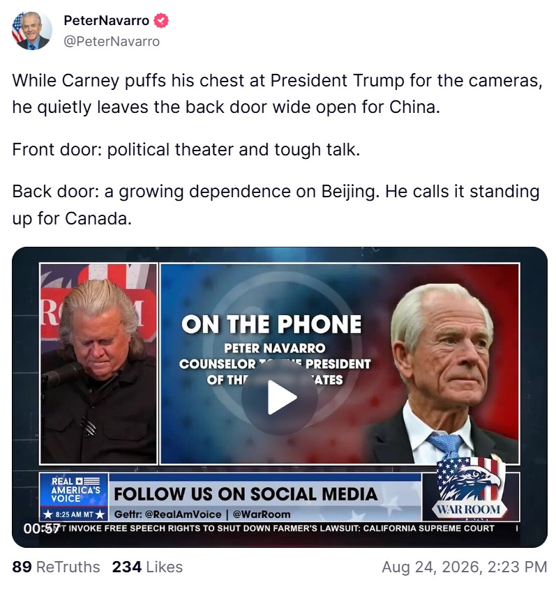 Source: https://truthsocial.com/@PeterNavarro/posts/117151879382360329