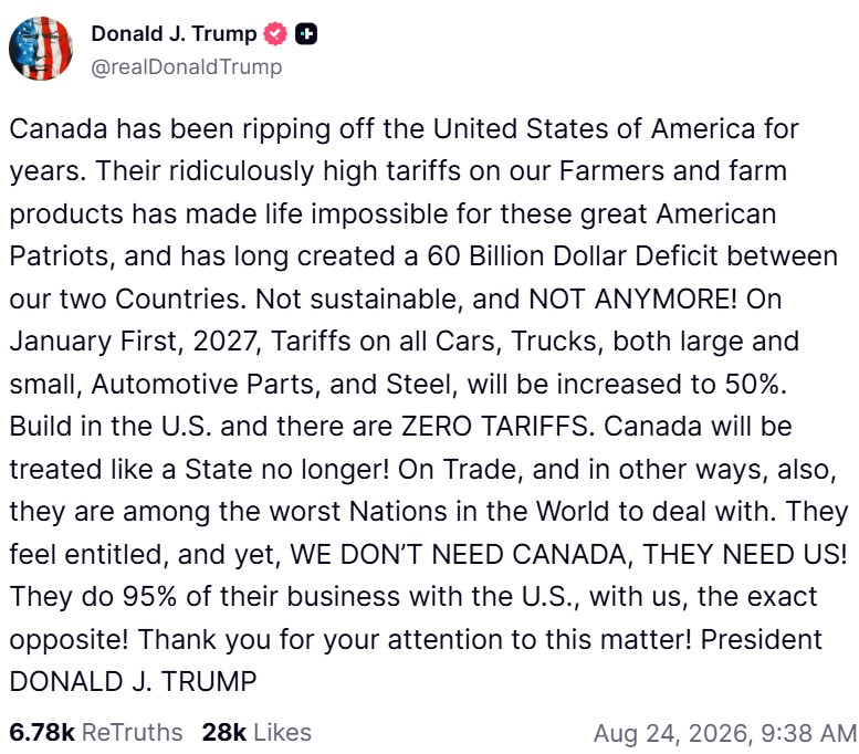 Source: https://truthsocial.com/@realDonaldTrump/posts/117150758113256193