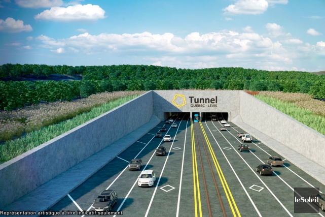 La structure rectangulaire du tunnel sous-fluvial telle que représentée sur le dessin de la Chambre de commerce de Lévis ne risque pas d'être utilisée puisque de nos jours, on utilise une forme voûtée.
