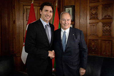Justin Trudeau et l'Aga Khan en mai dernier.<br />PHOTO SEAN KILPATRICK, ARCHIVES LA PRESSE CANADIENNE