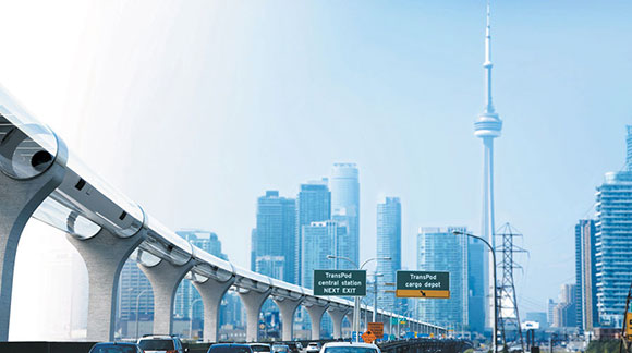 Voici à quoi pourrait ressembler un système de transport sous vide TransPod. Il faudrait moins de 20 minutes pour le trajet Mont­réal-Québec, et un peu plus d’une demi-heure pour Montréal-Toronto.
