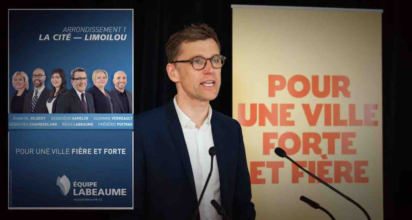 Le nouveau parti Québec forte et fière s'est-il inspiré d'un vieux slogan d'Équipe Labeaume? -- PHOTO : RADIO-CANADA